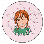 Badge - Adorable - Fille adolescente - Style Manga avec mot « Adorable » sur fond vieux rose et petites fleurs - Super tendance - 45 mm
