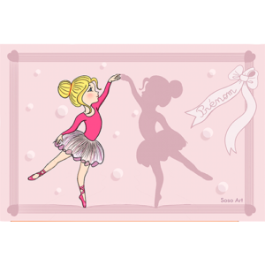 Toile - Prénom - Enfant - Danseuse - Blonde - 30x40 cm - Etoile - Ruban - Rose