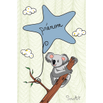 Tableau - Koala - Bleu - Prénom - Personnalisable - 40x30 cm - Etoile -