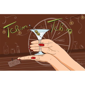 Poster - Tchin Tchin - Bar - A4 Martini - Olives - Citron - Mains - Vernis