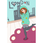 Poster - London - Ado - Londres - A4 - Sweet capuche - Pochoirs - Building