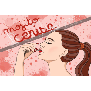 Poster - Mojito cerise - Bar - A4 - Femme - Rose - Restaurant