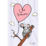 Tableau - Koala - Rose - Prénom - Personnalisable - 40x30 cm - Cœur -