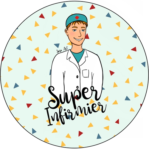 Badge Infirmière + prénom triangle colorés